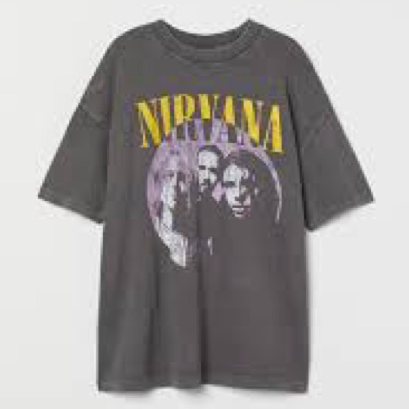 H&m Nirvana Gray women’s oversized slouchy band  T-Shirt - Picture 1 of 6